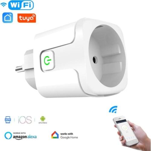 Tuya WiFi Smart Plug EU Smart Socket 16A 100V-240V Adapter Wireless Remote Voice Control Timer Socket For Google Home Alexa