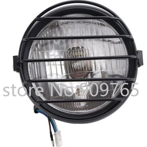 6.5" Retro Black Vintage Motorcycle Side Mount Headlight For Honda Kawasaki Yamaha Suzuki Cafe Racer Old School