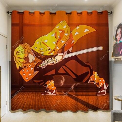 Anime Blackout Curtains Japan Cartoon Manga Demon Slayer Window Drapes Custom 3D Printed Bedroom Living Room Boy Kids Gifturtain