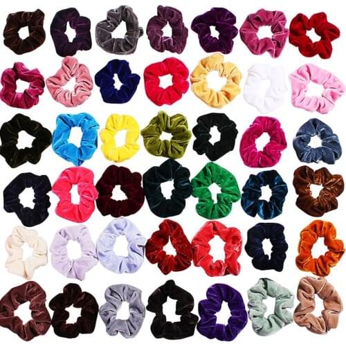 30 Color Velvet Scrunchies Women Vintage Haar Elastiekj Elastic Hair Bands Girls Headwear Plain Gumki Do Wlosow Rubber Hair Ties