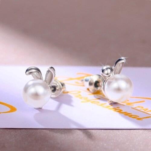 CAOSHI Aesthetic Rabbit Earrings for Women Imitation Pearl Jewelry Exquisite Fashion Female Accessories Trendy Lady Chic Gift