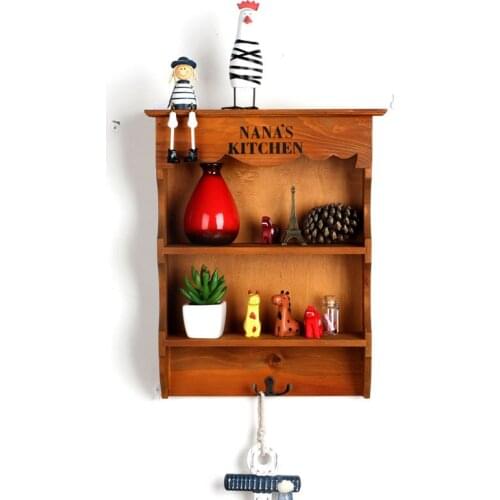 1PC 3 Lattices Solid Wooden Shelf Wall Wood Hanging Storage Rack Sundry Wooden Box Sorting Racks Storage Organizer JL 0943