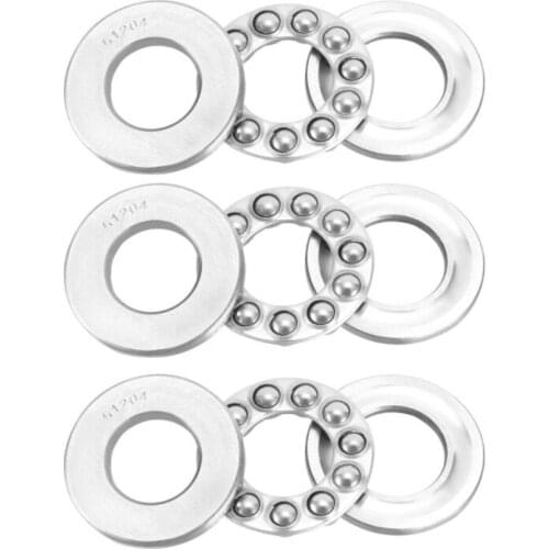 51204 Single Direction Thrust Ball Bearings 20mm x 40mm x 14mm Bearing Steel (Pack of 3)