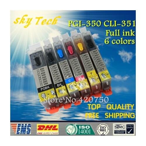 6PK Full ink Refillable Cartridge suit for PGI350 CLI351 ,Suit for canon MG5430 IP8730 MG6330 MG6530 MG7130 iP7230,with ARC chip