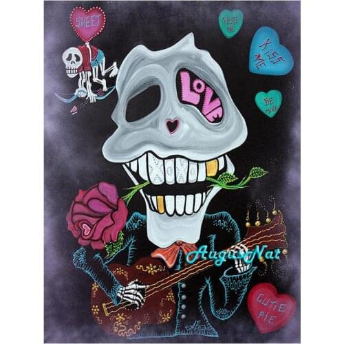 Skull diamond painting full square halloween wall art decor wedding decor diamond dot picture bead painting on canvas needlework