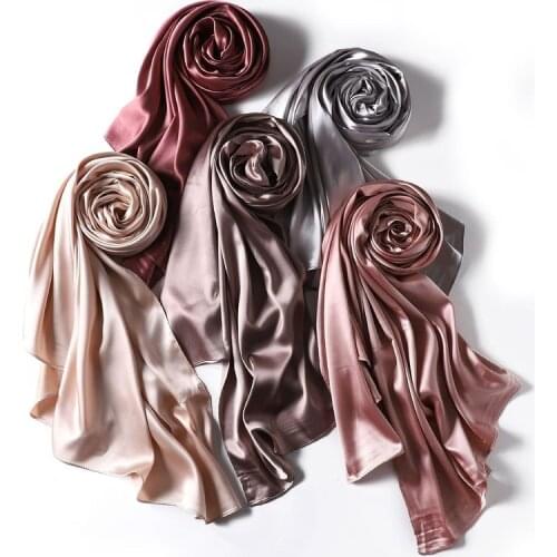 Satin Hijabs Women Malaysian Solid Color Fashion Scarf European And American Pearling Shawl Headscarf Cross-Border For Muslim