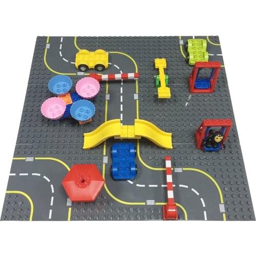 12x12 Big Dots City Highway Road Baseplate for Large Building Block compatible Duplo DIY Base Plate MOC Loose Brick 19.2*19.2cm