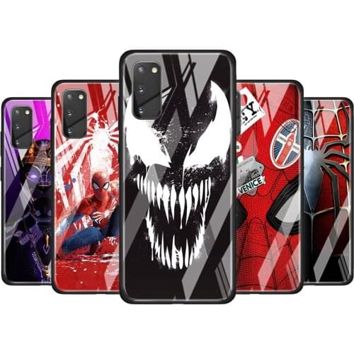 Marvel Venom Spiderman Tempered Glass Cover For Samsung Galaxy S20 S10 S9 S8 S10E FE Ultra Plus Lite 5G Phone Case