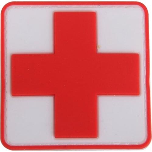 CNIM Hot Outdoor First Aid PVC Red Cross Hook Badge Patch