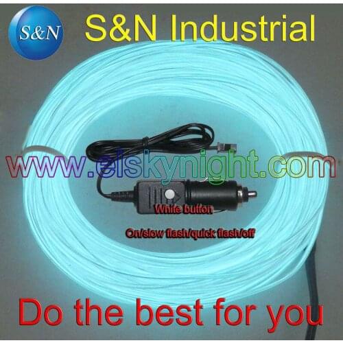 DC12V cigar plug el wire controller/driver/inverter+3meter Snow white el wire/ strip for car decoration fast free shipping