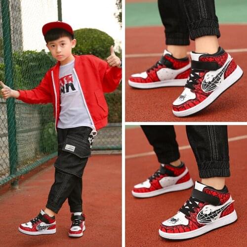 Disney cartoon Spiderman sneakers in cotton and cashmere for children, casual and warm running shoes for student girl and boy