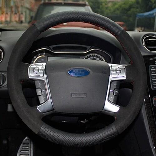 For Ford MONDEO Edge Taurus Escort Wear Resisting leather Hand stitch steering wheel cover Anti-slip Firmly fit grip cover