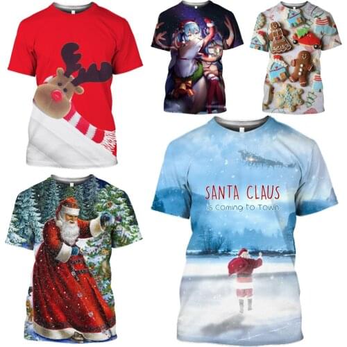 Mamba Top 3D Print Red Christmas T Shirt Men Short Sleeve Snowman Santa Claus Tees Reindeer Women Tshirt Happy New Year Clothing