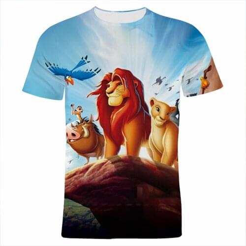 T Shirt Men Summer Casual Disney Movie The Lion King 3D Printed Women Clothing Short Sleeve Oversized Boy Girl Kids T-shirts