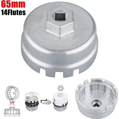 Oil Filter Cap Removal Tool Aluminum Filter Wrench 65 mm 14 Flutes Cartridge Style for Toyota Lexus Camry RAV4 Highlander