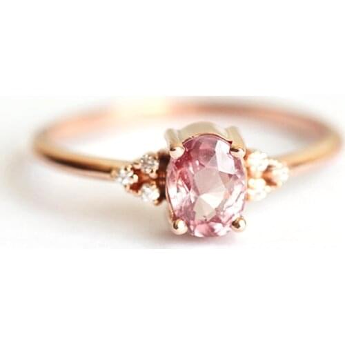 JK Romantic Pink AAA Cubic Zircon Stone Princess Rings With Rose Gold Color Engagement Accessories Tiny Delicate Rings