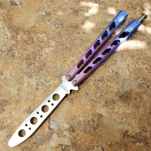Tapered purple titanium handle Angel B M40 440C stainless steel Nylon scabbard Butterfly Trainer Knife the one Folding Pocket