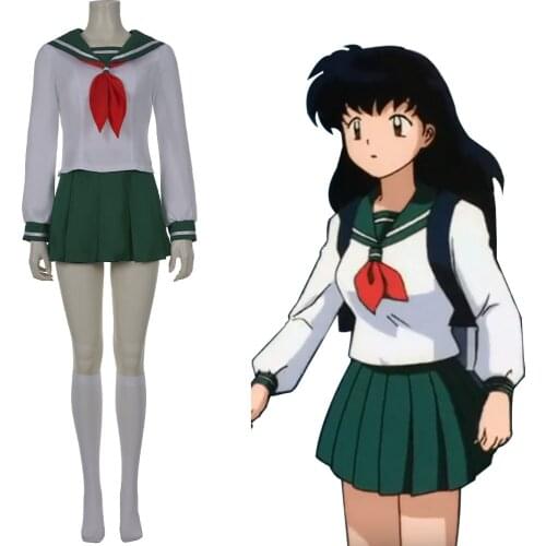 InuYasha Kagome Higurashi Cosplay Costume Women Girls Uniform Dress Shirt Skirt Suit Halloween Carnival Costume
