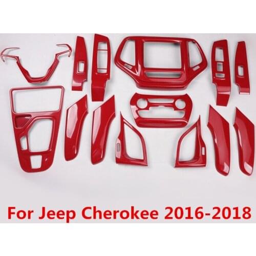 Red Carbon Fiber Printed Car Interior Moulding Trim Gear Panel AC Center Control Cover Sticker for Jeep Cherokee 2016 2017 2018