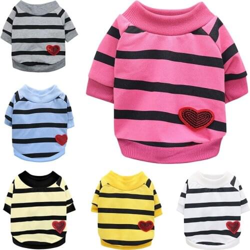 Summer Stripe Dog Cat Vest Tshirt for Small Dogs Love Puppy French Bulldog Pug Clothes Winter Mascotas Clothing ropa para perros