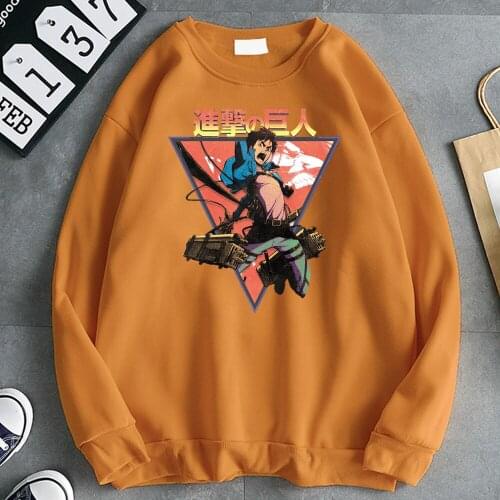 Attack on Titan Print Sweatshirts Long Sleeve Loose Pocket Man Hoodies Sweatshirt Anime Punk Style Kpop Hooded Streetwear Mens