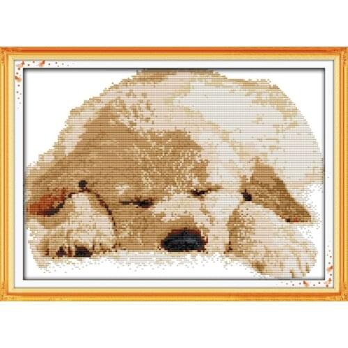 The sleeping baby dogcross stitch kit animal 18ct 14ct 11ct count print stitching embroidery DIY handmade needlework