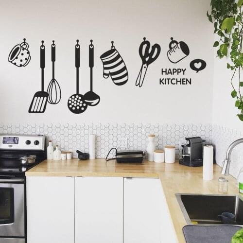 Decal Hanging Kitchen Utensils Text Wall Vinyl Modern Sticker Wall Kitchen Decoration Removable A001782