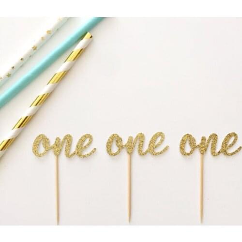 One Cupcake Toppers, Glitter Toppers - First Birthday, Turning One, Girls Party, Boys Birthday, Celebration, Cupcake Decoratio