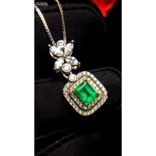100% Natural And Real Emerald necklace pendant Free shipping 925 sterling silver gemstone For men women