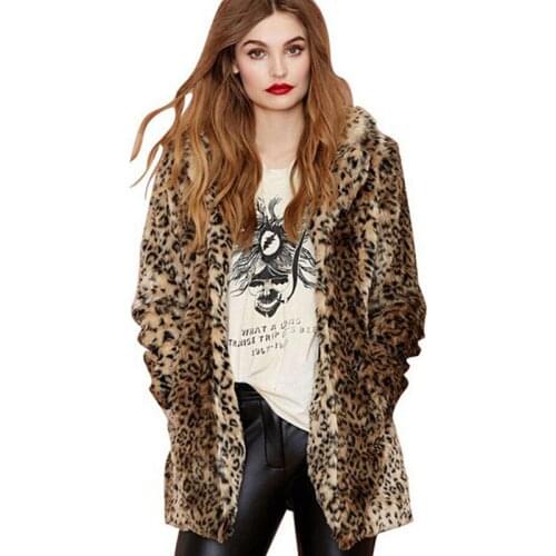 Women Fake Fur Outwears Long Section Mixed Color Leopard Winter Autumn Female Fake Fur Overcoat Large Size Fashion Fur Coats
