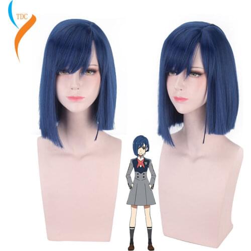 DARLING in the FRANXX 015 Cosplay Wigs Ichigo Wigs 24cm Short Blue Synthetic Hair Perucas Cosplay Wig+ wig cap