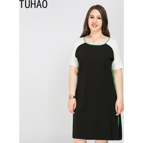 TUHAO Summer Women Elegant Dresses Plus Size 8XL 7XL 6XL Dress Woman Patchwork Femme Dress Offie Lady Vestidos LW126