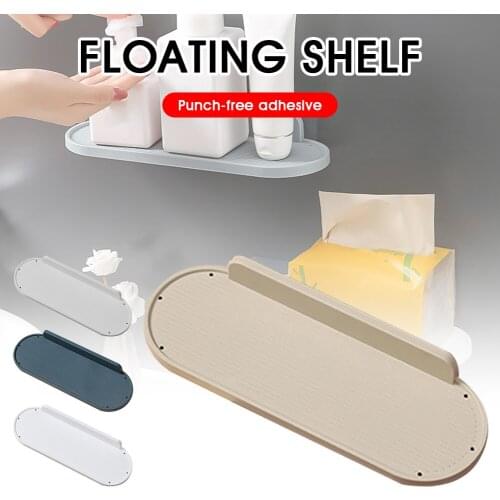 Bathroom Floating Shelf Wall Mounted Bracket Punch-Free Vented Shelf Drains Shampoo Shower Accessories Portable Organizer Rack