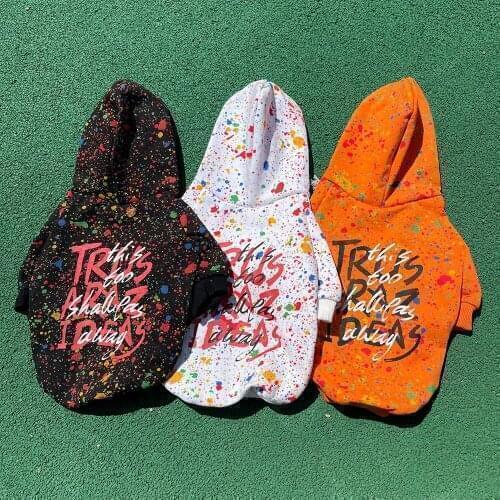 High Street French Bulldog Cotton Graffiti Hoodies Pet Dog Clothes for Small Dogs Adult Matching Clothing Dog Accessories S-4XL