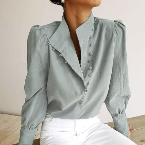 Chinese Style Stand Collar Long Sleeve Button Up Shirt Women Spring Loose White Casual Traditional Shirt Top Girls Ol Streetwear