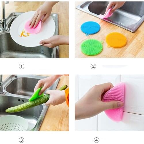 Silicone Dishwashing Brush Multifunctional Brush Practical Kitchen Lazy Brush Kitchen Cleaning Non-stick Oil Dishwashing Cloth