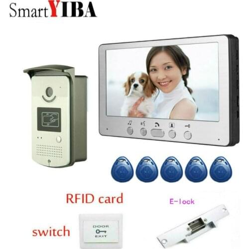 SmartYIBA Apartment Video Intercom 7" Color Screen Video Door Phone Intercom+5 RFID Access Door Camera+1 Monitor