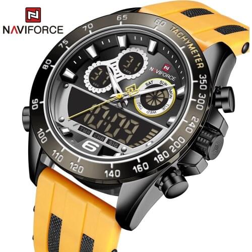Top NAVIFORCE 9188T Fashion Soft TPU LED Quartz Watches Waterproof Dual Time Display Clock Wrist Watch Relogio Masculino