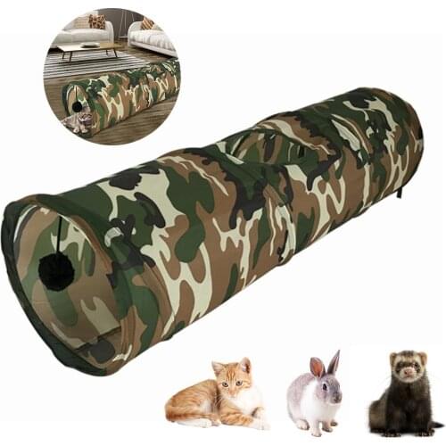Pet Cat Tunnel 2 Holes Play Tubes Cat Toys Collapsible Cat Tunnel Toy Pet Play Tube Ball Toys For Rabbits Kittens Ferrets Dogs