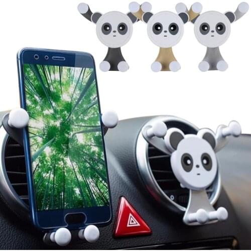 Universal Cute Panda Car Holder For Phone in Car Air Vent Clip Mount Gravity Mobile Phone Holder Bracket Stand