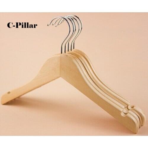 5pcs/Lot Natural Wood Child Baby Kids Clothes Hanger w/ Chrome Hook Non Slip Groove Wooden Hangers for Shop &Home Free Shipping