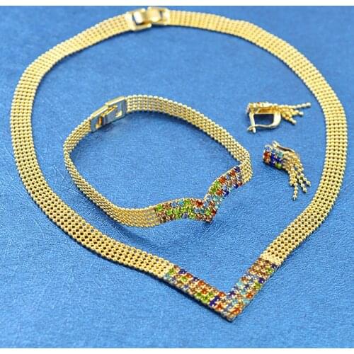 ZEA Dear Jewelry Bohemia Collar Jewelry Set For Women Necklace Earrings Bracelet Set For Wedding Dubai Fashion Jewelry Findings