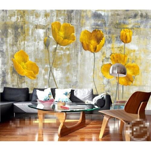 Yellow Flower Photo Wallpapers Murals Living Room Bedroom Wall Art Home Decor Painting papier peint 3d Floral Wall Paper