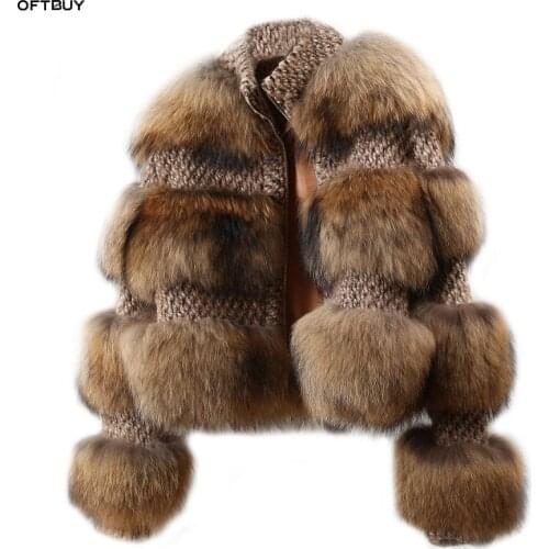 Vogue New Winter Jacket Women Parka Real Fur Coat Natural Raccoon Fur Woolen Coat Bomber Jacket Korean Streetwear New Oversize