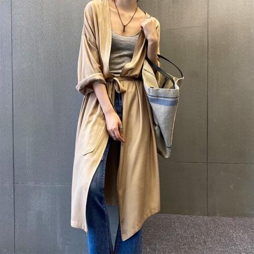 Werynica women summer 2020 Spring Fall New Womens Vintage Outwear Sashes Chic Cloak Solid Sexy trend color Female Windbreaker