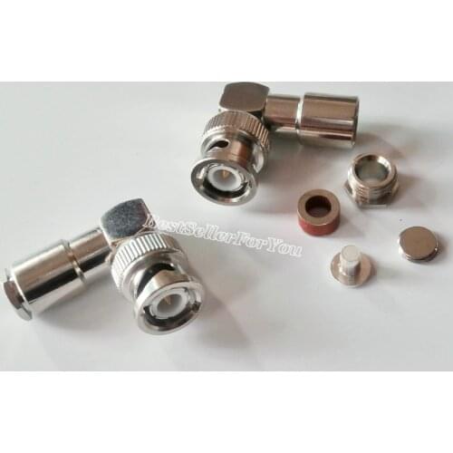 1X Connector BNC Male Right Angle Clamp RG142 LMR195 RG58 RG400 Cable RF Coax Connector