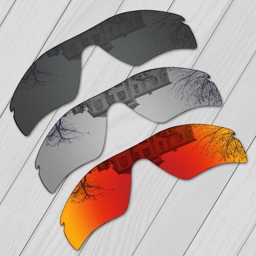 E.O.S 3 Pieces Black & Silver & Fire Red Polarized Replacement Lenses for Oakley Radar Path Sunglasses