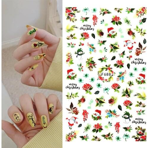 3D Nail Stickers Christmas Slider DIY Manicure Decor Self-adhesive Decals Nail Stickers Accessory Transfer Foil Xmas Gift
