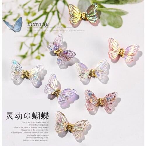 5 Pcs Swaying Waving Crystal Wing Butterfly 3D Nail Art Decorations Fashion Emulational Design Manicure Accessories