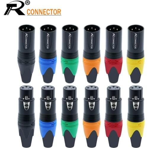 28sets 3PIN XLR connector Microphone plug male female adapter MIC wire connector 7 colors offer 1set M/F